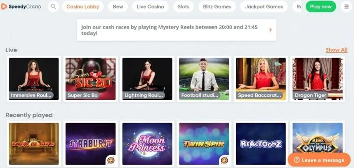 Speedy Casino screenshot